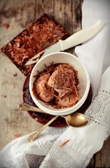 Chocolate ice cream decorated