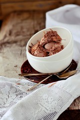 Chocolate ice cream decorated