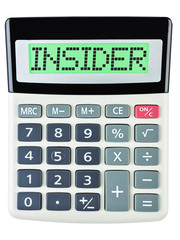 Calculator with INSIDER on display isolated on white background