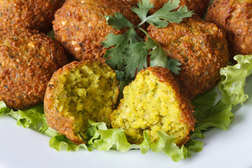 macro falafel with lettuce and cilantro