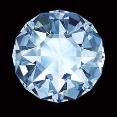 Big diamond on black isolated with clipping path