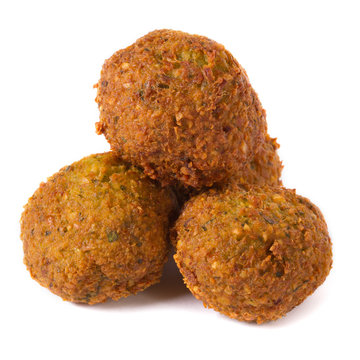 Three Whole Falafel Isolated On White