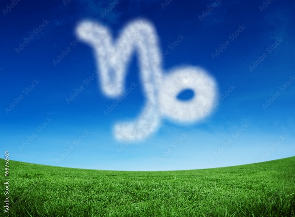 Poster composite image of cloud in shape of capricorn star sign