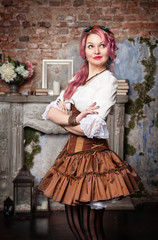 Fototapeta premium Beautiful steampunk woman posing