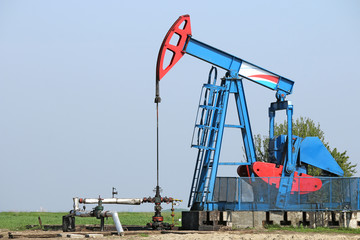 oilfield with oil pump jack