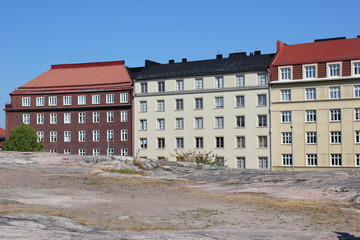 Obraz premium Historische Wohnhäuser in der finnischen Hauptstadt Helsinki