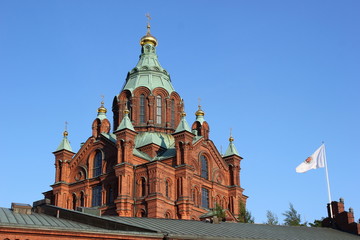 Fototapeta na wymiar Die Uspenski-Kathedrale, Wahrzeichen von Helsinki, Finnland