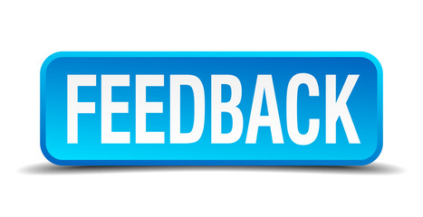 feedback blue 3d realistic square isolated button