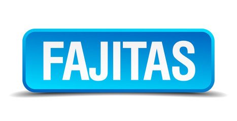 fajitas blue 3d realistic square isolated button