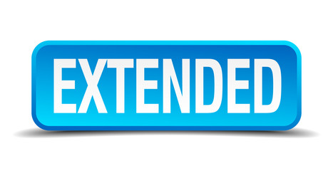 extended blue 3d realistic square isolated button