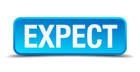 expect blue 3d realistic square isolated button