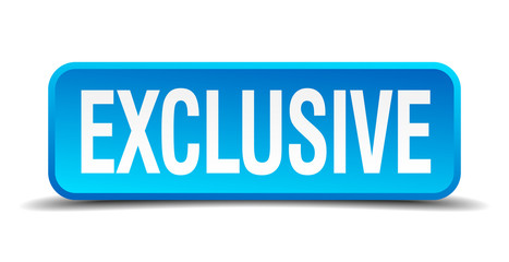 exclusive blue 3d realistic square isolated button