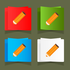 Set of simple icons pencil orange eps