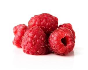 Fresh Raspberries isolated on white background