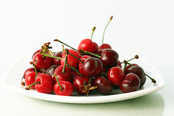 cherry on white plate