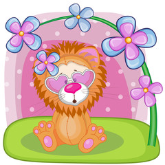 Lion with flowers