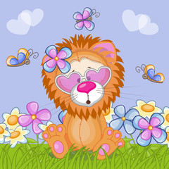 Obraz na płótnie Canvas Lion with flowers