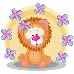 Lion with flowers