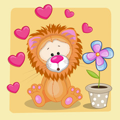 Lion with heart and flower