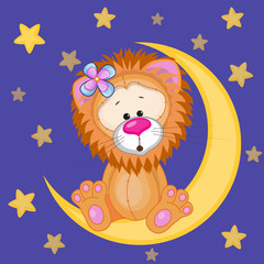 Cute Lion on the moon