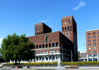 landmark city hall of oslo, norway