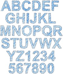 Simple sketched and hatched complete alphabet