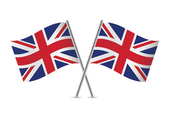 British flags. Vector illustration. - obrazy, fototapety, plakaty
