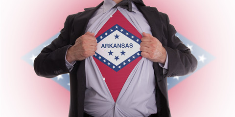 Businessman with Arkansas flag t-shirt