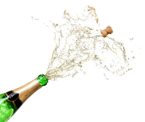 Champagne splashes isolated on white