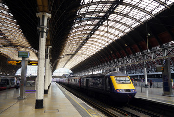 train waiting at the platform, paddington station, london