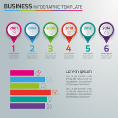 6 Steps process business infographics, light vector background