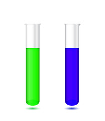 Chemical test tubes with colored solutions