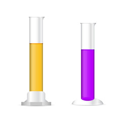 Chemical cylinders with colored solutions