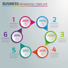 Fototapeta premium 6 Steps process business infographics, light vector background