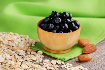 Little round bowl of bilberries