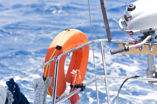 life buoy on sailboat