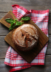 Fresh baked bread and fresh basil