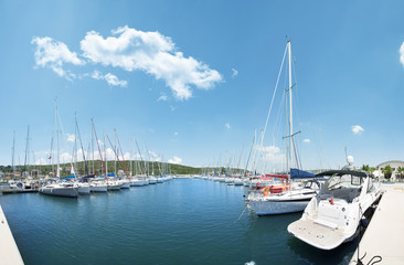 Fototapeta premium Luxury yachts in Marine - Stock Photo