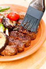 grilled kebab and vegetables