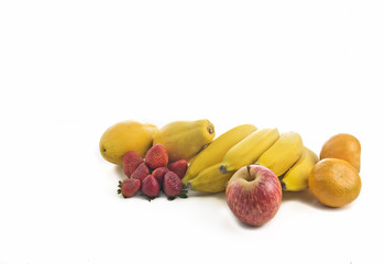 Mix fruit on white background