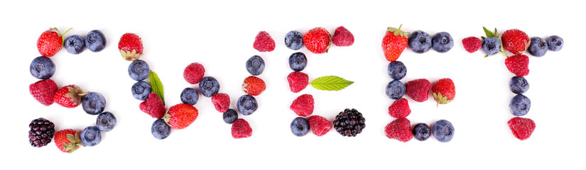 Ripe sweet different berries, isolated on white
