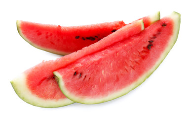 Fototapeta na wymiar Fresh slice of watermelon, isolated on white