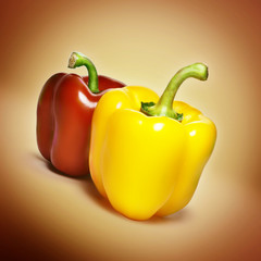 Red and yellow sweet pepper