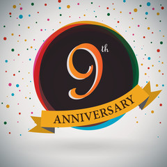 9th Anniversary poster/ template retro style -Vector Background