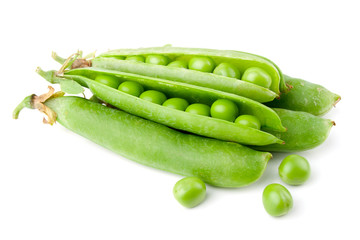 fresh green peas isolated on white