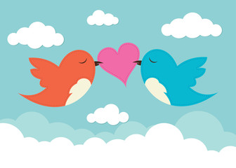 2 birds with love heart