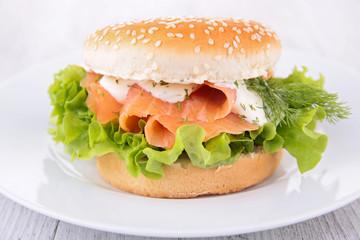 hamburger with salmon