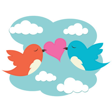 2 birds with love heart