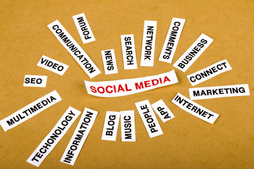 social media concept on torn paper