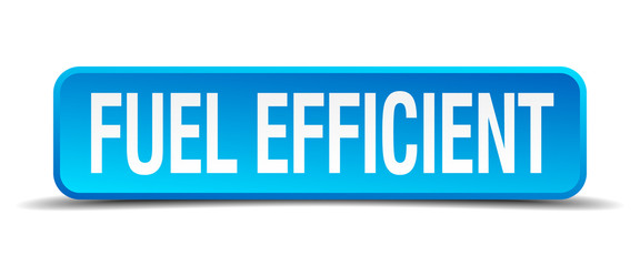 fuel efficient blue 3d realistic square isolated button